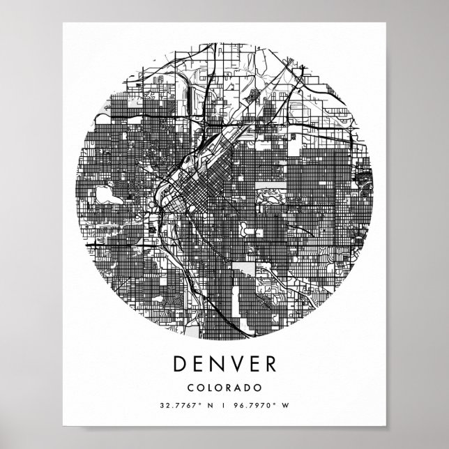 Denver Colorado Minimal Modern Circle Street Map Poster (Front)