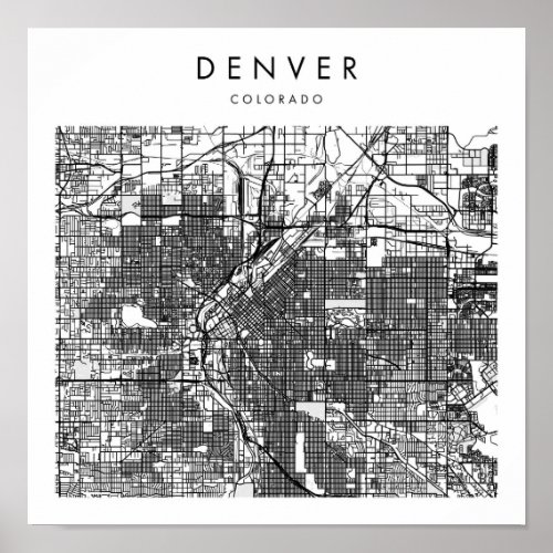 Denver Colorado Minimal Modern Street Map Poster