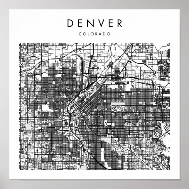 Denver Colorado Minimal Modern Street Map Poster (Front)