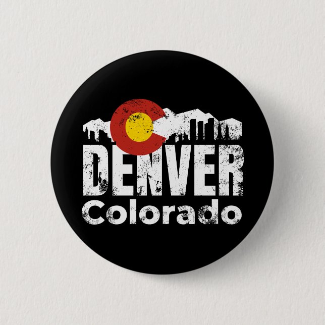 Denver Colorado Mountains Button (Front)