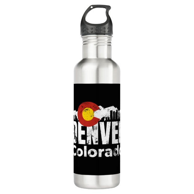 Denver Colorado Mountains Stainless Steel Water Bottle (Front)
