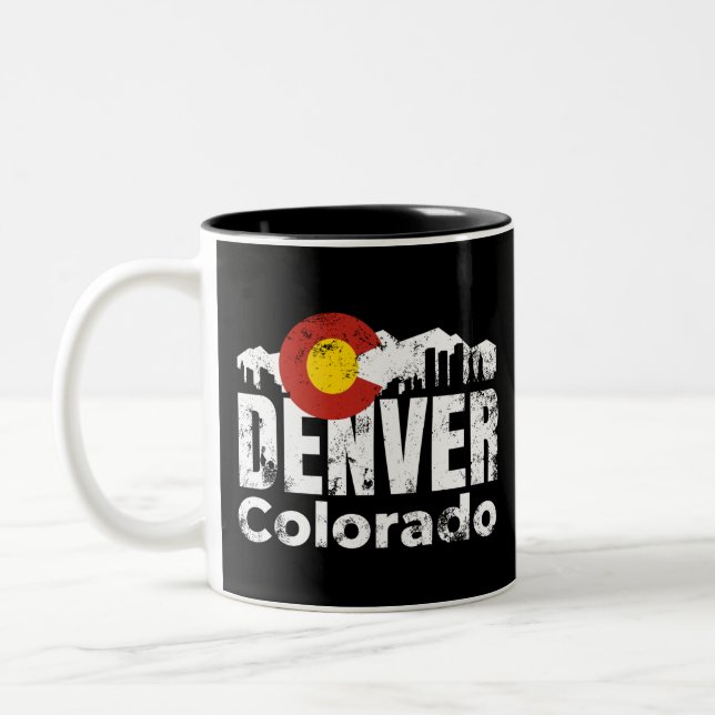 Denver Colorado Mountains Two-Tone Coffee Mug (Left)