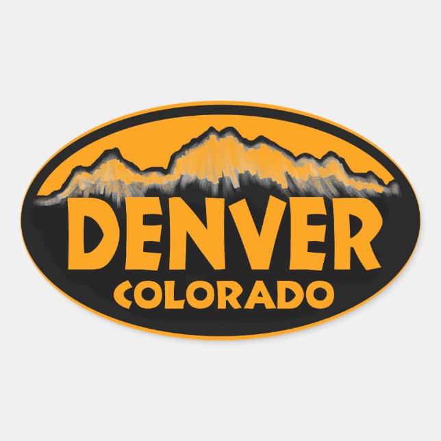 Denver Colorado oval mountains Sticker (Front)