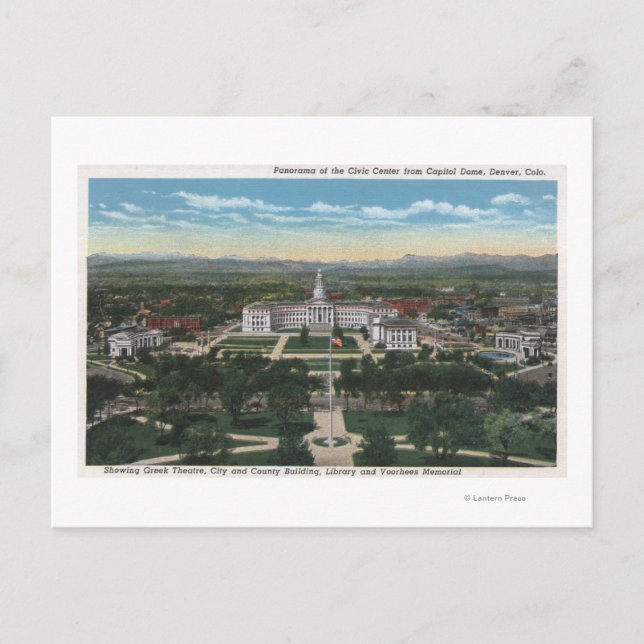 Denver, Colorado - Panorama of Civic Postcard (Front)