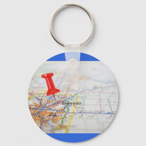 Denver Colorado Pushpin Map Keychain