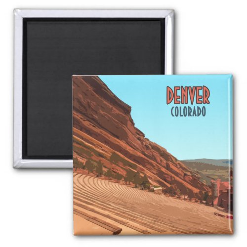 Denver Colorado Red Rocks Vintage Magnet