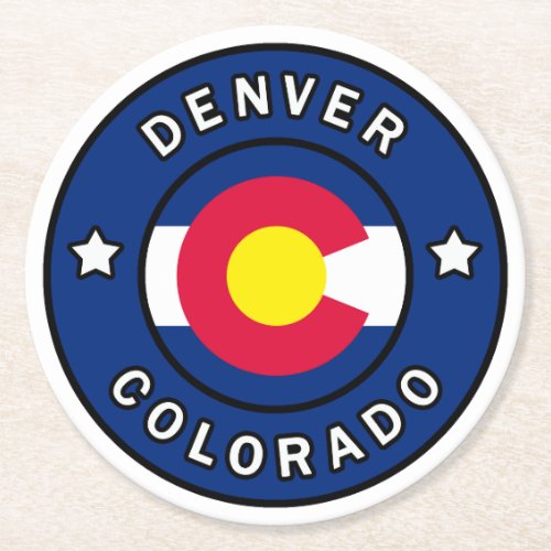 Denver Colorado Round Paper Coaster