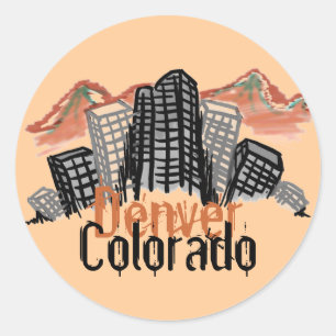 Denver Colorado skyline artistic sticker
