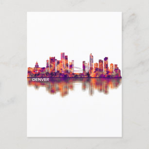 Denver Colorado Skyline Holiday Postcard