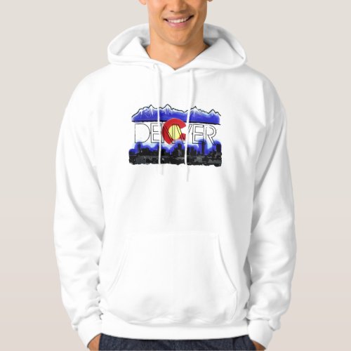 Denver Colorado skyline mountain flag hoodie