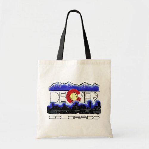 Denver Colorado skyline state flag souvenir bag