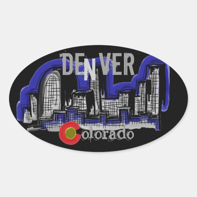 Denver Colorado skyline stickers (Front)