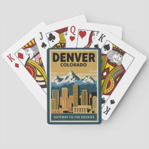 Denver Colorado Skyline Travel Art Vintage Poker Cards