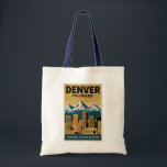 Denver Colorado Skyline Travel Art Vintage Tote Bag<br><div class="desc">Denver retro vector travel design. Denver,  the capital of Colorado,  is an American metropolis dating to the Old West era. Larimer Square,  the city’s oldest block,  features landmark 19th-century buildings.</div>