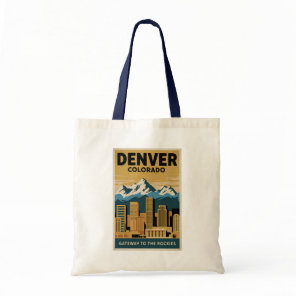 Denver Colorado Skyline Travel Art Vintage Tote Bag