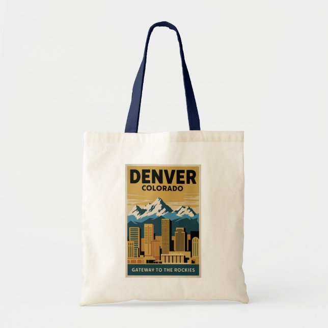 Denver Colorado Skyline Travel Art Vintage Tote Bag (Front)