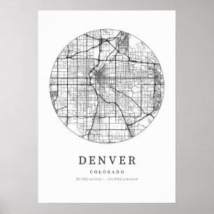 Denver Colorado Street Layout Map Poster