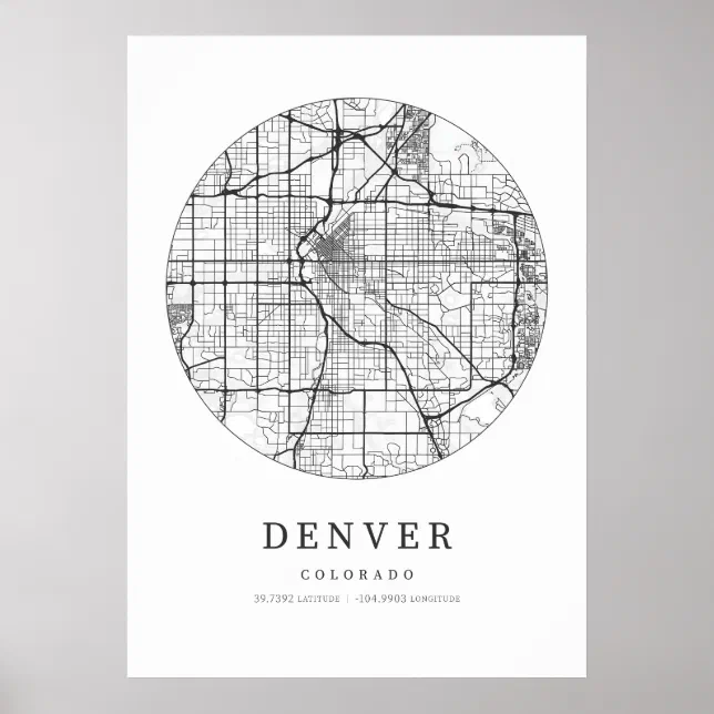 Denver Colorado Street Layout Map Poster | Zazzle