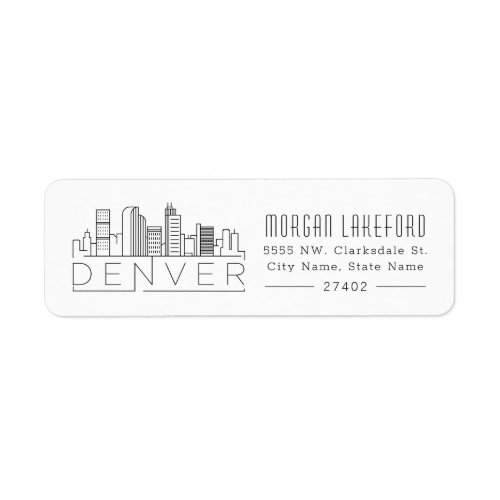 Denver Colorado Stylized Skyline  Label