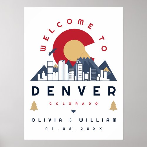 Denver Colorado Stylized Skyline Welcome Wedding