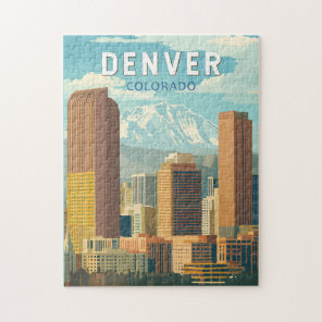 Denver Colorado Travel Art Vintage Jigsaw Puzzle
