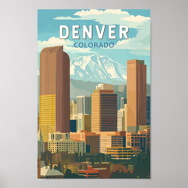 Denver Colorado Travel Art Vintage Poster (Front)