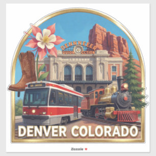 Denver Colorado Travel Icons Sticker