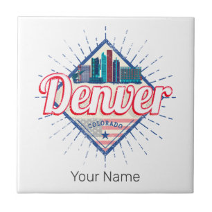 Denver Colorado United States Skyline Vintage USA Ceramic Tile