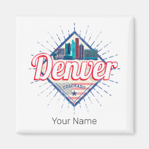 Denver Colorado United States Skyline Vintage USA Magnet