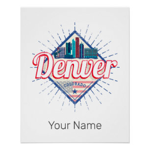Denver Colorado United States Skyline Vintage USA Poster