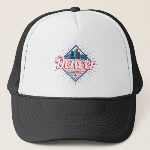 Denver Colorado United States Skyline Vintage USA Trucker Hat