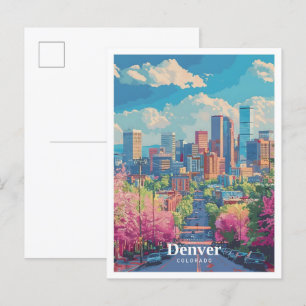 Denver Colorado USA Art Vintage Travel Postcard