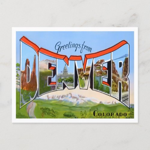 Denver Colorado Vintage Big Letters Postcard