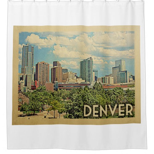 Denver Colorado Vintage Travel Shower Curtain