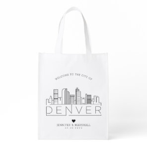 Denver, Colorado Wedding | Stylized Skyline Grocery Bag