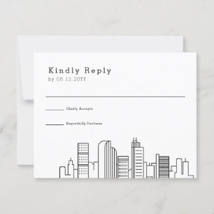 Denver, Colorado Wedding   Stylized Skyline RSVP Card