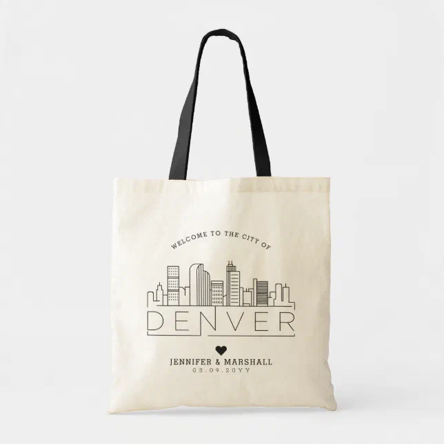 Denver Colorado Flag Skyline Tote Bag - Natural Canvas Reusable Shopping Bag, 2 Sizes Available
