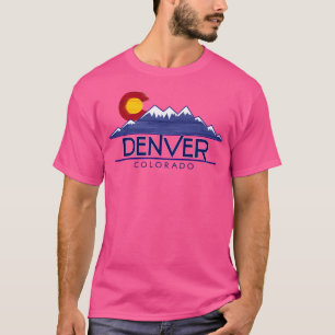 Denver Colorado Wood Mountains Baseball Sleeve T-Shirt