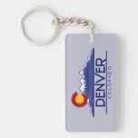 Denver Colorado wood mountains keychain
