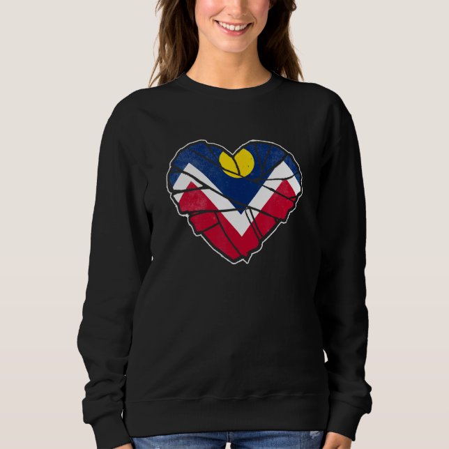 Denver Flag Heart Shape Colorado Fan Love Sweatshirt (Front)