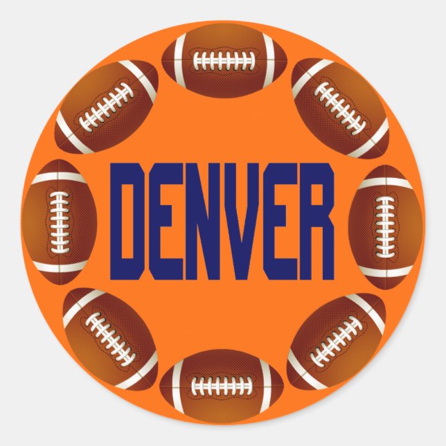 DENVER FOOTBALL CIRCLE CLASSIC ROUND STICKER (Front)