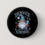 Denver Gnome Christmas Cheer Snowboarding Fun  Button