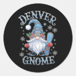 Denver Gnome Christmas Cheer Snowboarding Fun  Classic Round Sticker