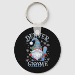 Denver Gnome Christmas Cheer Snowboarding Fun  Keychain