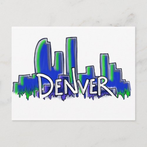 Denver graffiti style skyline postcard