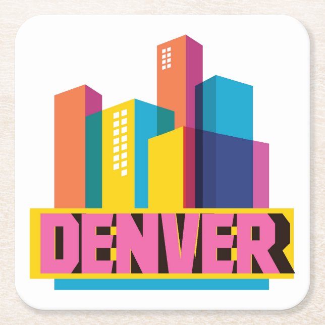 Denver In Design Square Paper Coaster (Front)