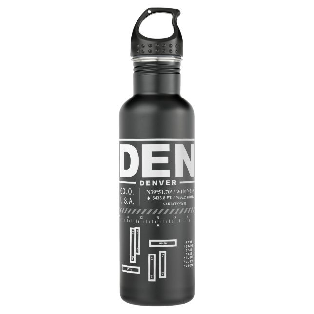 Denver International Airport DEN Stainless Steel Water Bottle (Front)