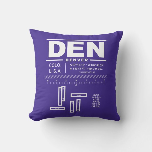 Denver International Airport DEN Throw Pillow (Front)