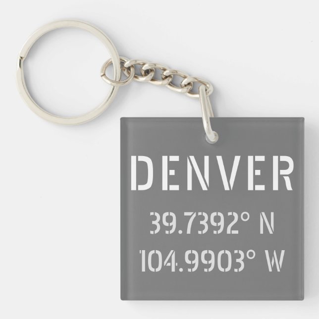 Denver Latitude and Longitude Keychain (Front)