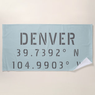 Denver Latitude Longitude Beach Towel